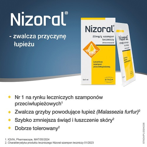 Zdjęcie produktu - 3 Nizoral 20mg/g szampon 6 ml - 6 saszetek