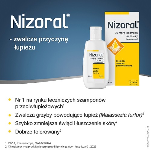 Zdjęcie produktu - 3 Nizoral Leczniczy szampon przeciwłupieżowy, 60 ml