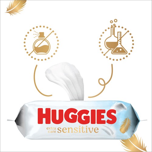 #2 – HUGGIES Extra Care Sensitive Chusteczki nawilżane, 168 szt.