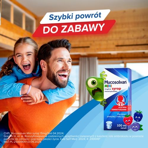 Miniaturka artykułu - #0 MUCOSOLVAN mini 15mg/5ml Syrop, 100ml - syrop dla dzieci na kaszel