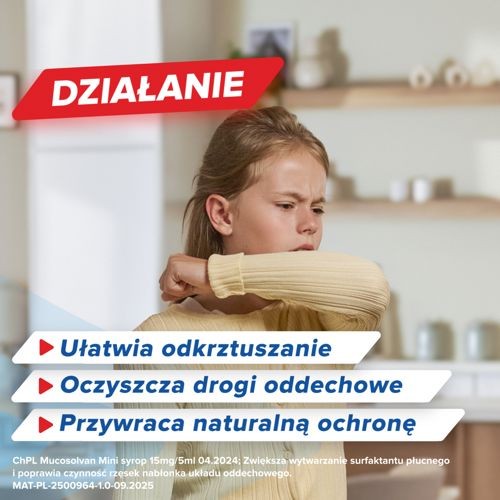 Miniaturka artykułu - #1 MUCOSOLVAN mini 15mg/5ml Syrop, 100ml - syrop dla dzieci na kaszel