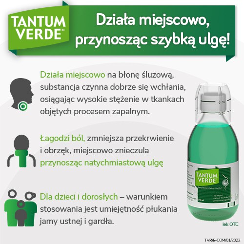 Zdjęcie produktu - 2 TANTUM VERDE Płyn do płukania gardła i jamy ustnej - 240 ml 