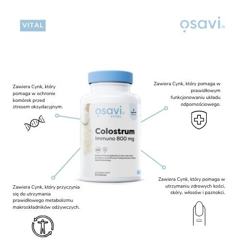 Zdjęcie produktu - 2 OSAVI Vital Colostrum Immuno 800mg, 60kaps.