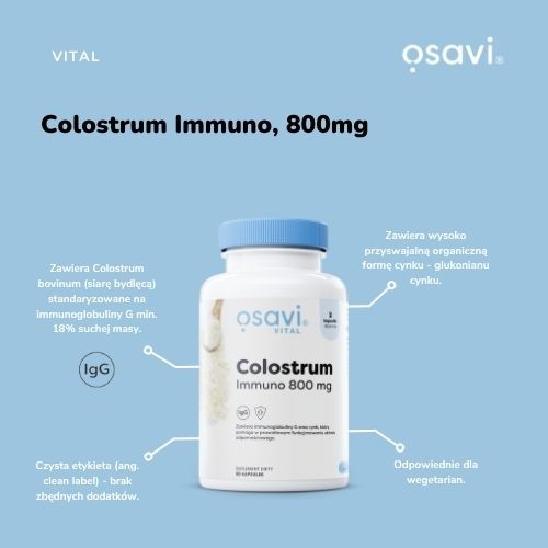 Zdjęcie produktu - 3 OSAVI Vital Colostrum Immuno 800mg, 60kaps.