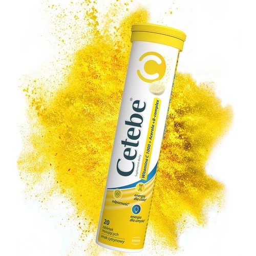 Zdjęcie produktu - 3 Cetebe Witamina C 1000, 20 tabl. mus.