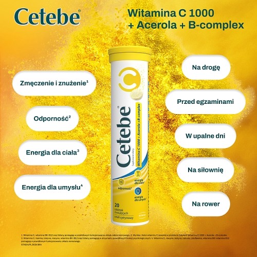 Zdjęcie produktu - 3 Cetebe Witamina C 1000, 20 tabl. mus.