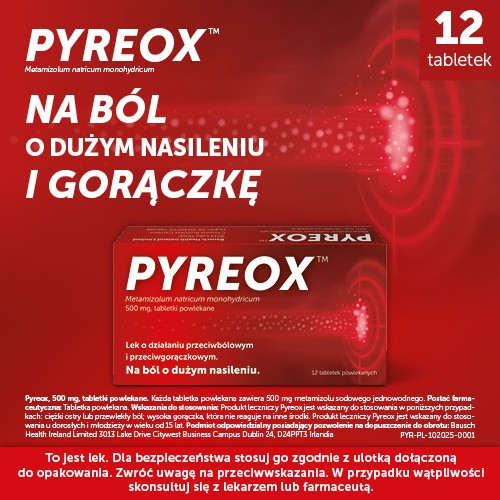 Miniaturka artykułu - #0 PYREOX 500 mg, 12 tabletek powlekanych
