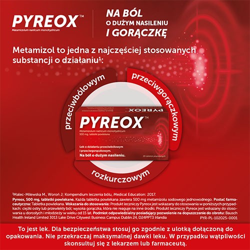 Miniaturka artykułu - #1 Pyreox 500 mg, 20 tabletek powlekanych