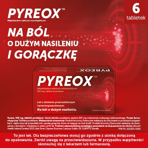 Miniaturka artykułu - #0 PYREOX 500 mg, 6 tabletek powlekanych
