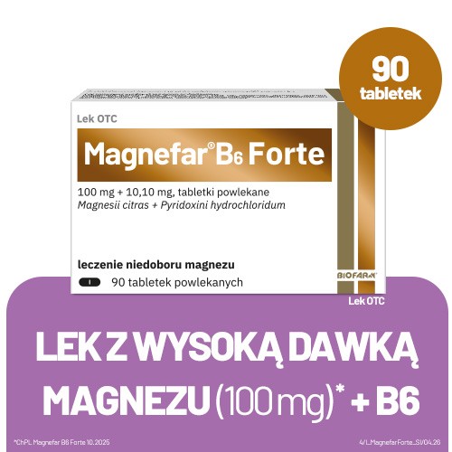 Miniaturka artykułu - #0 Magnefar B6 Forte, 90 tabletek
