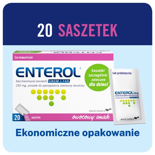 Miniaturka artykułu - #0 ENTEROL 250mg Lek probiotyczny, 20 saszetek