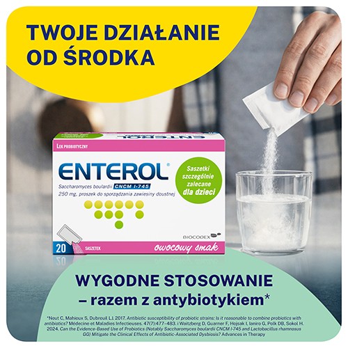 Miniaturka artykułu - #0 ENTEROL 250mg Lek probiotyczny, 20 saszetek