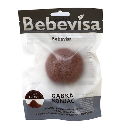 Miniaturka artykułu - #0 BEBEVISA Gąbka Konjac do twarzy z glinką czerwoną, 1 szt.