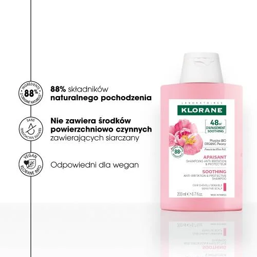 #1 – KLORANE Szampon do włos&oacute;w Piwonia, 200 ml