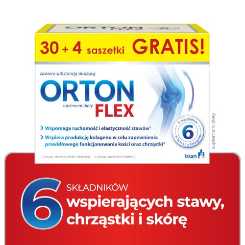 Miniaturka artykułu - #0 ORTON FLEX, 34 sasz. - suplement diety z kolagenem i glukozaminą