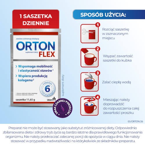 Zdjęcie produktu - 6 ORTON FLEX, 34 sasz. - suplement diety z kolagenem i glukozaminą