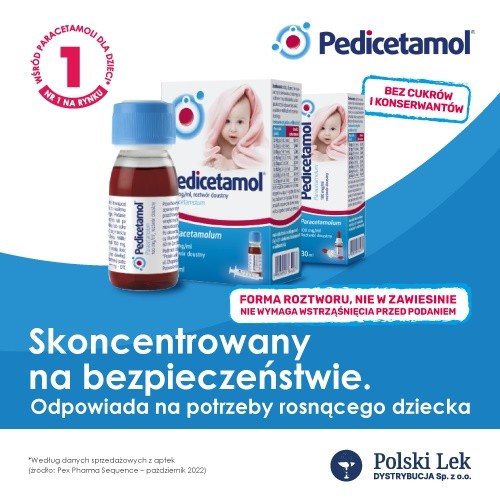 Zdjęcie produktu - 2 PEDICETAMOL  Lek o działaniu przeciwgorączkowym i przeciwbólowym -  60 ml