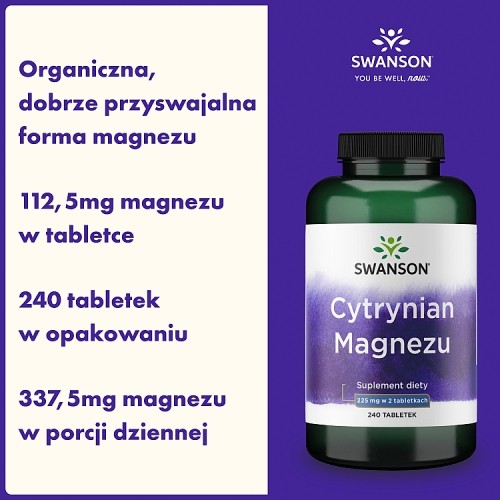 Miniaturka artykułu - #0 SWANSON Cytrynian Magnezu, 240 tabl.