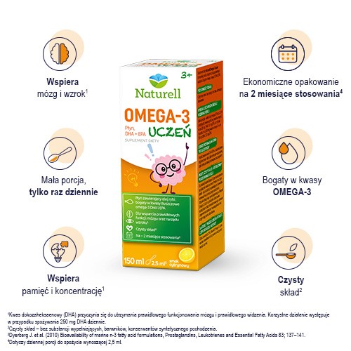 Miniaturka artykułu - #0 NATURELL Omega-3 Uczeń - płyn, 150ml