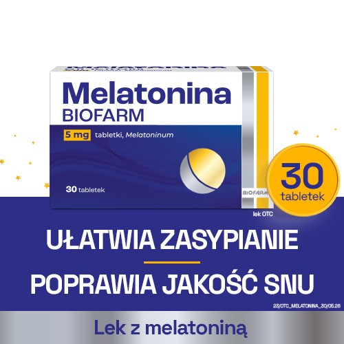 Miniaturka artykułu - #0 BIOFARM Melatonina 5mg, 30 tabletek