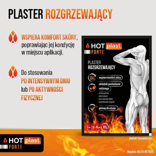 Zdjęcie produktu - 2 HOT Plast Forte Plaster rozgrzewający 12 x 18cm, 1 szt.