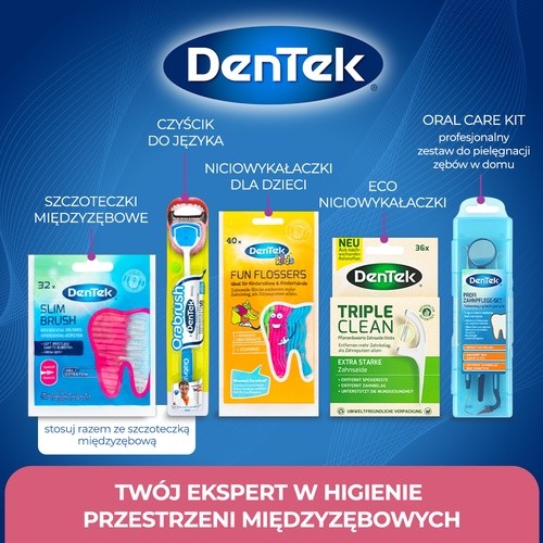 Zdjęcie produktu - 5 DENTEK Szczoteczki międzyzębowe Slim Brush rozmiar 1, 32szt.