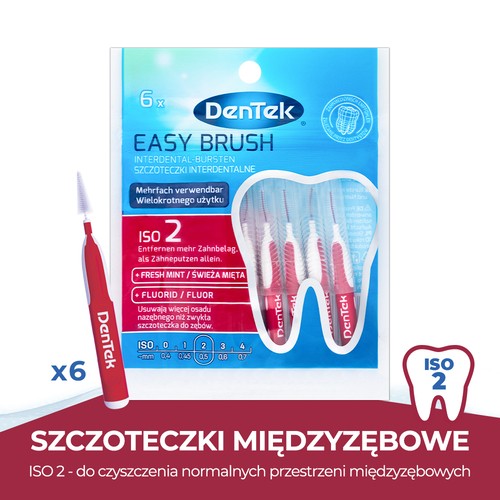 Miniaturka artykułu - #0 DENTEK Szczoteczki międzyzębowe Easy Brush rozmiar 2, 6szt.