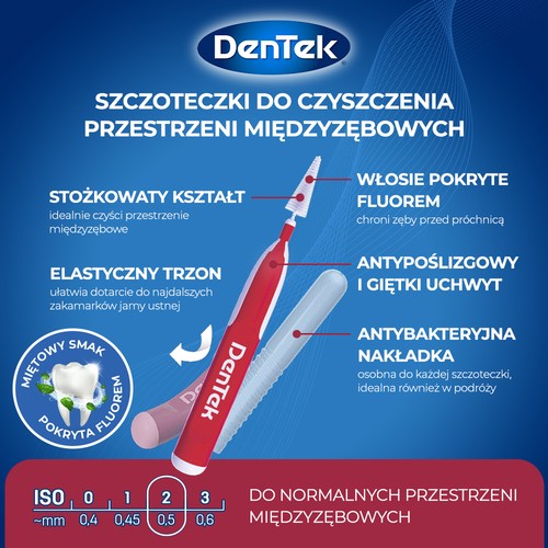 Zdjęcie produktu - 3 DENTEK Szczoteczki międzyzębowe Easy Brush rozmiar 2, 6szt.