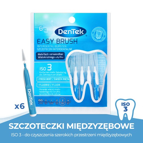 Miniaturka artykułu - #0 DENTEK Szczoteczki międzyzębowe Easy Brush rozmiar 3, 6szt.