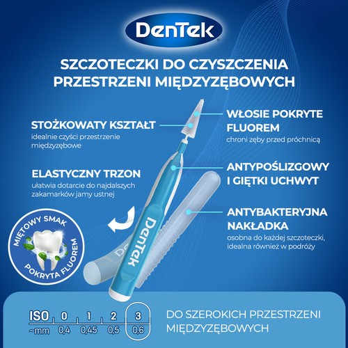 Zdjęcie produktu - 3 DENTEK Szczoteczki międzyzębowe Easy Brush rozmiar 3, 6szt.