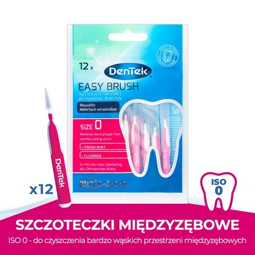 Miniaturka artykułu - #0 DENTEK Szczoteczki międzyzębowe Easy Brush rozmiar 0, 12szt.