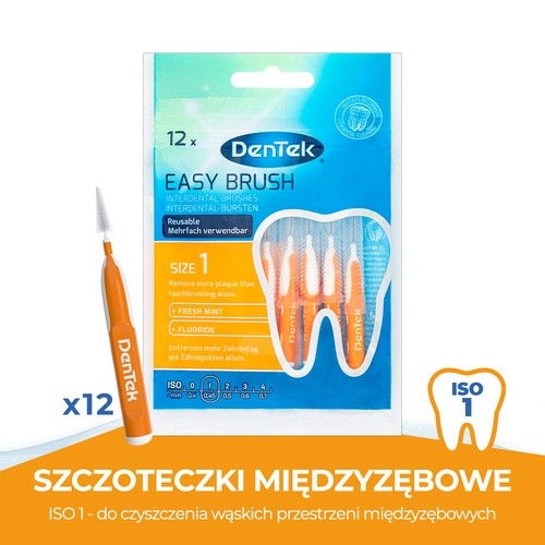 Miniaturka artykułu - #0 DENTEK Szczoteczki międzyzębowe Easy Brush rozmiar 1, 12szt.