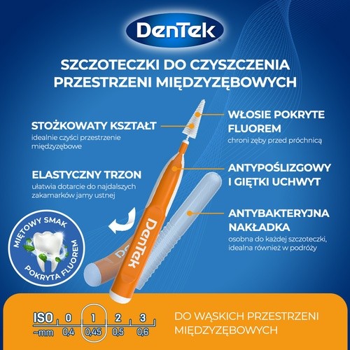 Zdjęcie produktu - 3 DENTEK Szczoteczki międzyzębowe Easy Brush rozmiar 1, 12szt.