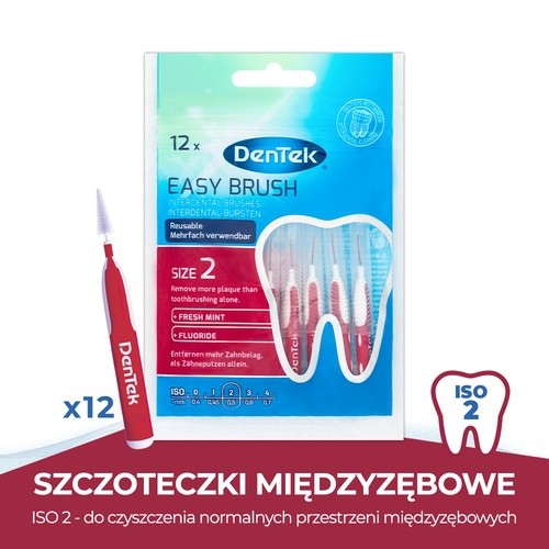 Miniaturka artykułu - #0 DENTEK Szczoteczki międzyzębowe Easy Brush rozmiar 2, 12szt.