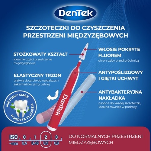 Zdjęcie produktu - 3 DENTEK Szczoteczki międzyzębowe Easy Brush rozmiar 2, 12szt.