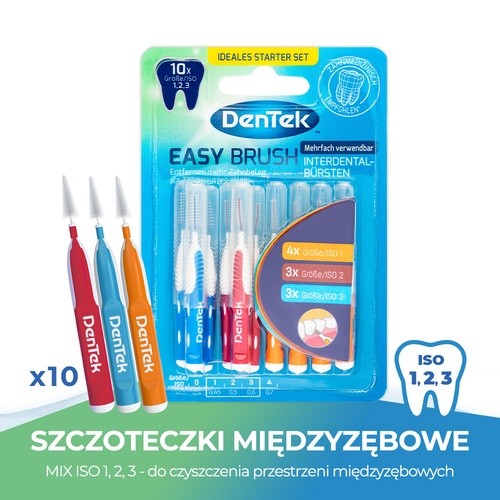 Miniaturka artykułu - #0 DENTEK Szczoteczki międzyzębowe Easy Brush rozmiar 1,2,3, 10szt.