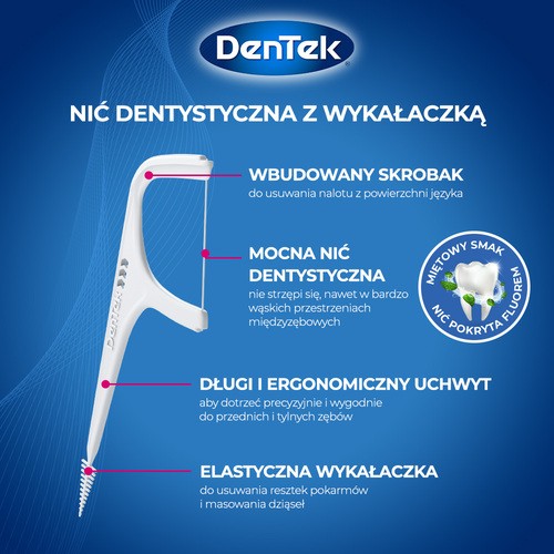 Zdjęcie produktu - 3 DENTEK Wykałaczki z nicią dentystyczną Complete Clean, 40szt.