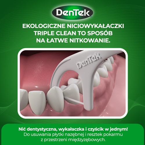 Zdjęcie produktu - 2 DENTEK Wykałaczki z nicią dentystyczną Eco Triple Clean, 36szt.