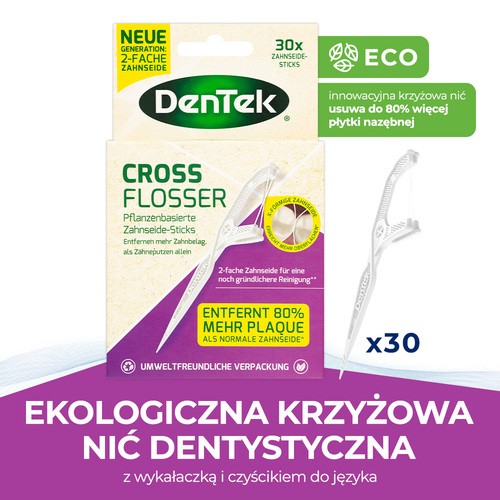 Miniaturka artykułu - #0 DENTEK Wykałaczki z nicią dentystyczną Eco Cross Flosser, 30szt.