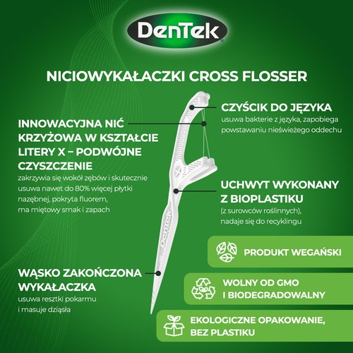 Zdjęcie produktu - 3 DENTEK Wykałaczki z nicią dentystyczną Eco Cross Flosser, 30szt.