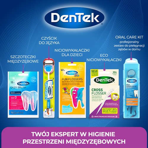 Zdjęcie produktu - 5 DENTEK Wykałaczki z nicią dentystyczną Eco Cross Flosser, 30szt.