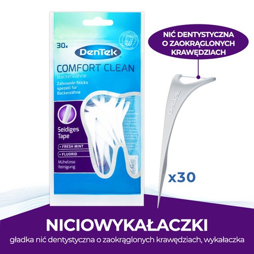 Miniaturka artykułu - #0 DENTEK Wykałaczki z nicią dentystyczną Comfort Clean, 30szt.