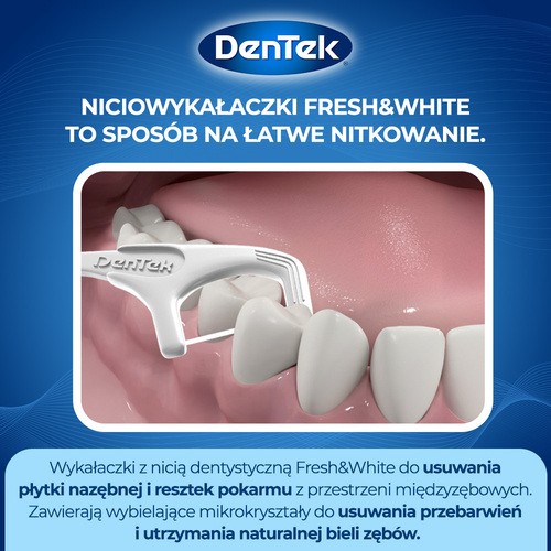 Zdjęcie produktu - 2 DENTEK Wykałaczki z nicią dentystyczną Fresh&White, 36szt.