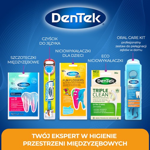 Zdjęcie produktu - 5 DENTEK Kids Wykałaczki z nicią dentystyczną dla dzieci Fyn Flossers, 40szt.