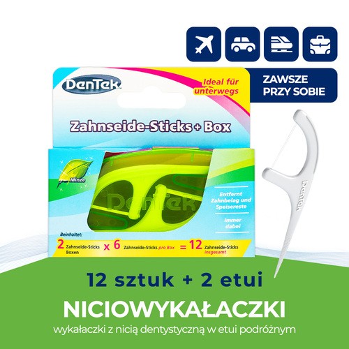Miniaturka artykułu - #0 DENTEK Wykałaczki z nicią dentystyczną On The Go, 2x6szt.