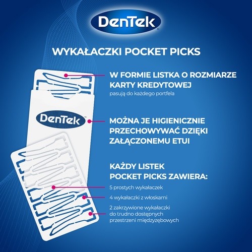 Zdjęcie produktu - 3 DENTEK Wykałaczki dentystyczne Pocket Picks, 33szt.
