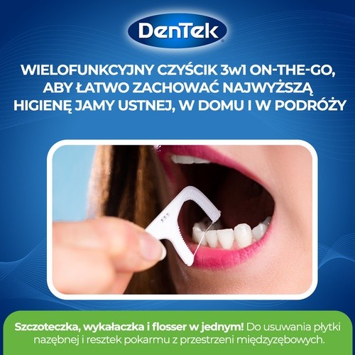 Zdjęcie produktu - 2 DENTEK Wielofunkcyjny czyścik 3w1 On The Go, 12szt.