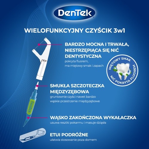 Zdjęcie produktu - 3 DENTEK Wielofunkcyjny czyścik 3w1 On The Go, 12szt.