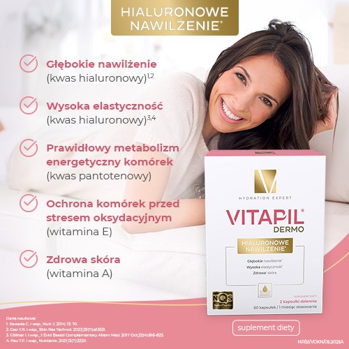 Zdjęcie produktu - 2 VITAPIL Dermo Hialuronowe nawilżenie, 60kaps.