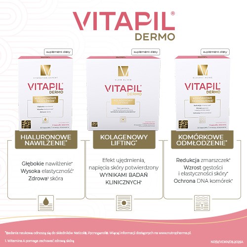 Zdjęcie produktu - 4 VITAPIL Dermo Hialuronowe nawilżenie, 60kaps.